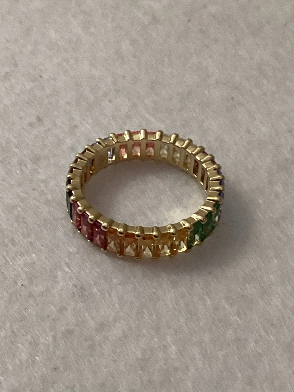 Swarovski Multicolored Baguette Cut Gold-Tone Plated Matrix Ring size 6.5